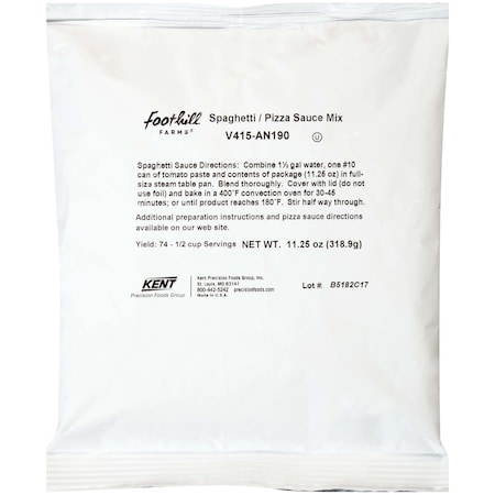 Foothill Farms 30% Less Sodium Spaghetti And Pizza Sauce Mix 11.25 oz. Packet, PK6 V415-AN190